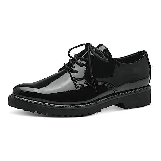 MARCO TOZZI scarpe stringate donna eleganti verniciate, black patent, 38 eu
