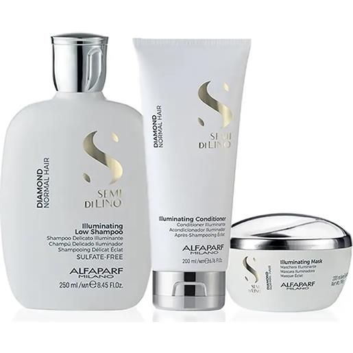 ALFAPARF MILANO kit semi di lino illuminating low shampoo + conditioner + mask