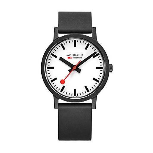 Mondaine essence - orologio nero vegan eco-sostenibile per uomo e donna, ms1.41110. Rb, 41 mm. 