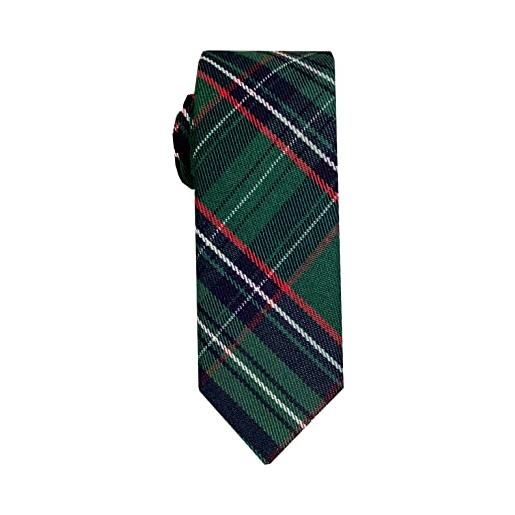 Remo Sartori - cravatta donna stretta slim in lana scozzese tartan, made in italy (rosso)