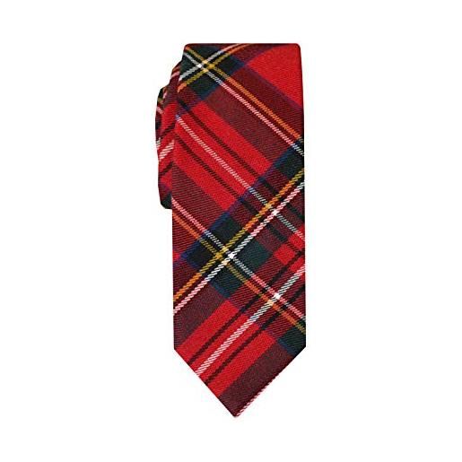 Remo Sartori - cravatta donna stretta slim in lana scozzese tartan, made in italy (rosso)
