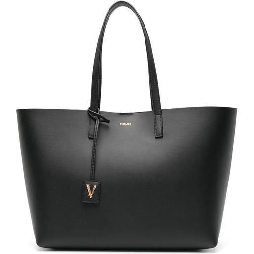 Versace borsa tote virtus in pelle - nero