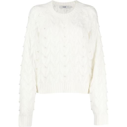 b+ab pearl-embellished cable-knit jumper - bianco