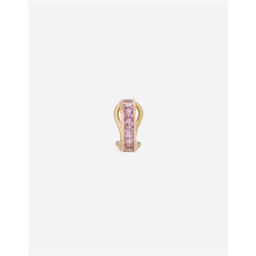Dolce & Gabbana orecchino singolo anna in oro rosso 18kt con zaffiri rosa