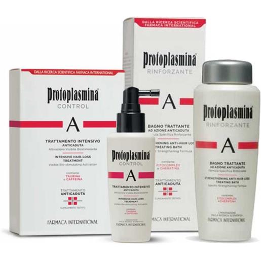 Farmaca International spa protoplasmina control 125ml + bagno a 300ml new trattamento anticaduta+shampoo capelli diradati