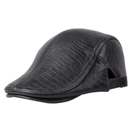 HAPPYPOP vera pelle coppola uomo invernale - berretto basco vintage con visiera - cappellino irlandese siciliana