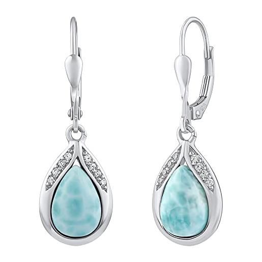 SILVEGO orecchini da donna in argento 925 con pietra preziosa azzurra larimar e brilliance zirconia, jst13327elr