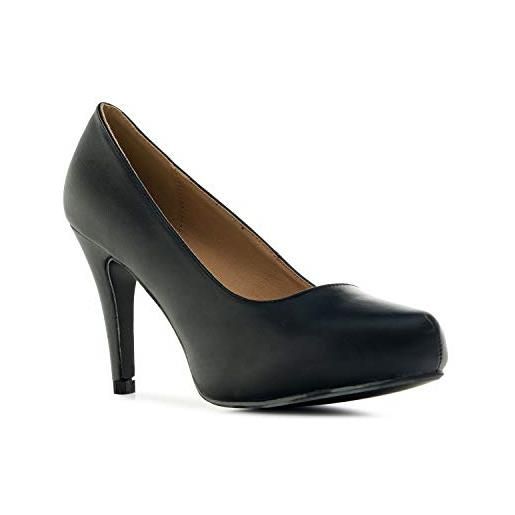 Andrés Machado - eleganti décolleté per donna e ragazza con tacco di 9,0 cm - am293 - scarpe alte/tacchi alti - con plateau e punta rotonda - nero, dalla taglia eu 32