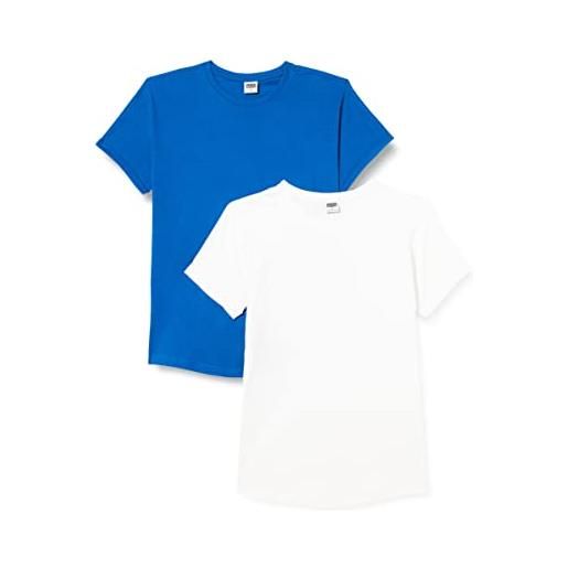 Urban Classics confezione da 2 magliette a forma di risvolto, pre-confezionate t-shirt, bianco + blu sportivo, m uomo
