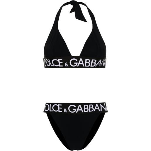 Dolce & Gabbana reggiseno a triangolo con banda logo - nero