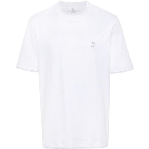 Brunello Cucinelli t-shirt con ricamo - bianco