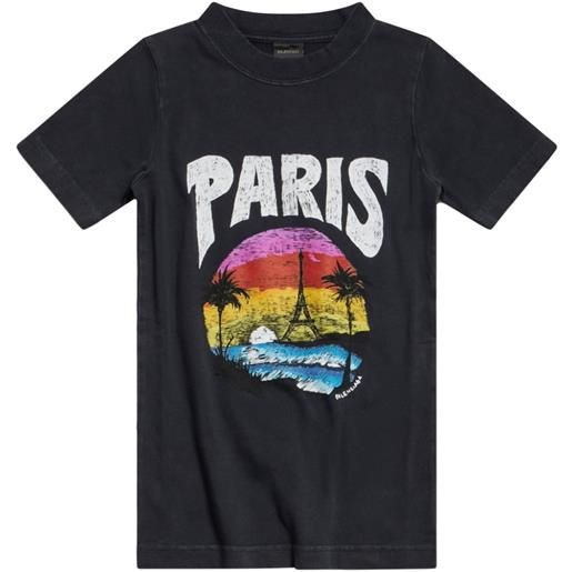 Balenciaga paris tropical cotton t-shirt - nero