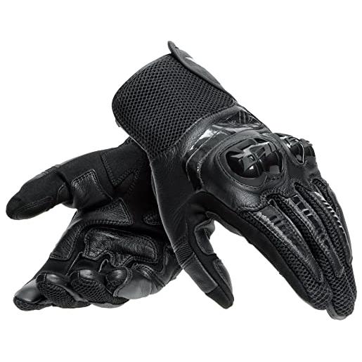 Dainese - mig 3 unisex leather gloves, guanti moto in pelle per uomo e donna, compatibilità touchscreen, palmo rinforzato e protezioni in tpu sulle nocche, traspiranti, nero