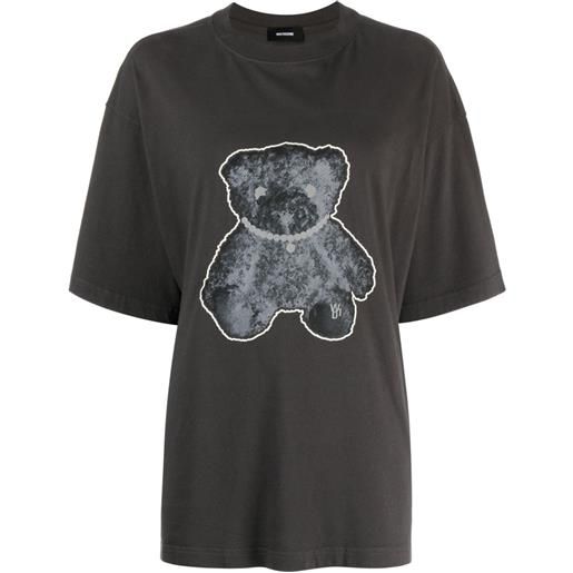 We11done t-shirt con stampa teddy - grigio