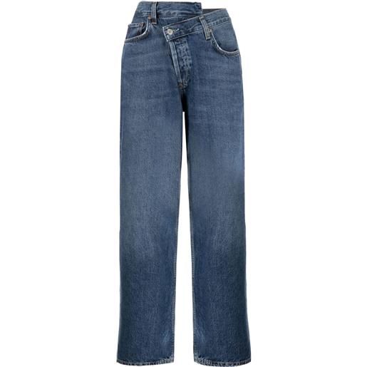 AGOLDE jeans con vita asimmetrica crop - blu