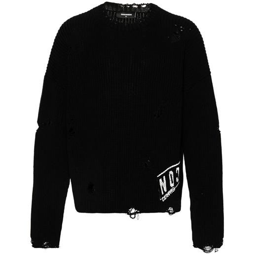 Dsquared2 maglione con effetto vissuto - nero