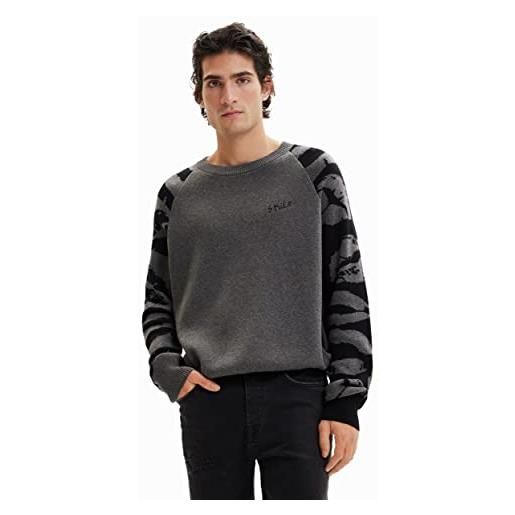 Desigual jers_arnaldo 2041 gris sedona maglione, nero, xl uomo