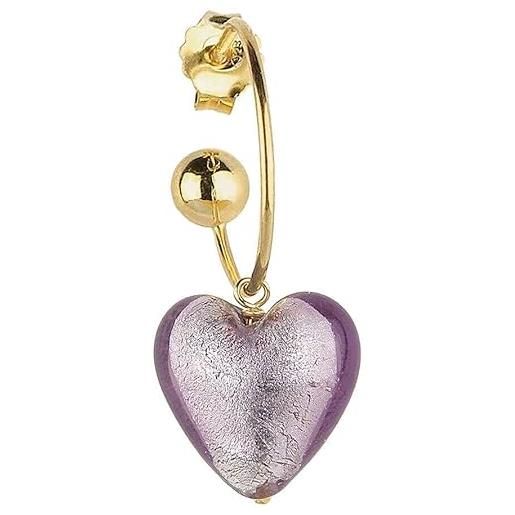 Lebole Gioielli collezione gotico caratteri mobili campanella cuore rosa orecchino singolo da donna in argento