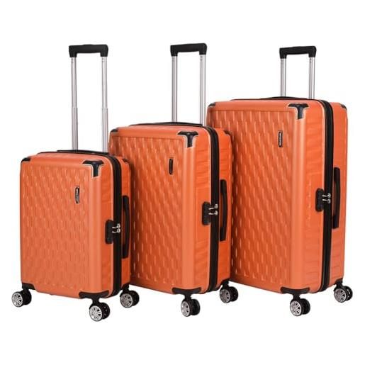 VERTICAL STUDIO valigia da viaggio da 20, 24, 28, set da 3 pezzi, con cifre, lucchetto in plastica (abs) a quattro ruote, odense bronzo, valigia bagaglio a mano