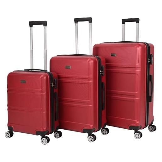 VERTICAL STUDIO valigia da viaggio da 20, 24, 28, 3 pezzi, con cifre, serratura in plastica (abs) a quattro ruote, ponticelli rosso vino, valigia bagaglio a mano