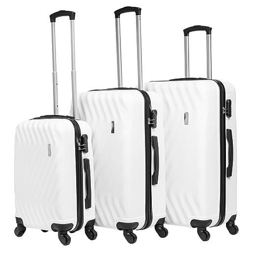 VERTICAL STUDIO set di 3 valigie da viaggio da 20, 24, 28, con cifre, lucchetto in plastica (abs) a quattro ruote, bianco reykjavik 20 25 28, valigia bagaglio a mano