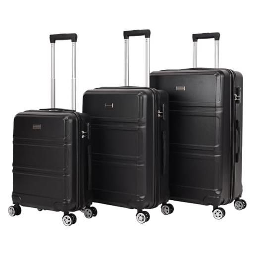 VERTICAL STUDIO valigia da viaggio da 20, 24, 28, set da 3 pezzi, con cifre, lucchetto in plastica (abs) a quattro ruote, ponticelli neri, valigia bagaglio a mano