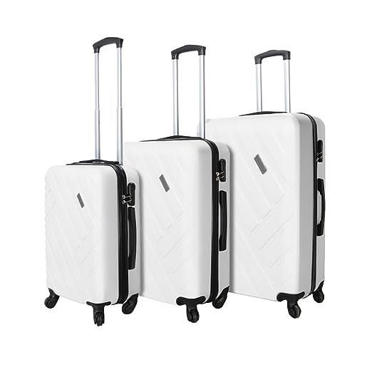 VERTICAL STUDIO set di 3 valigie da viaggio da 20, 24, 28, con cifre, lucchetto in plastica (abs) a quattro ruote, bianco vantaa, valigia bagaglio a mano