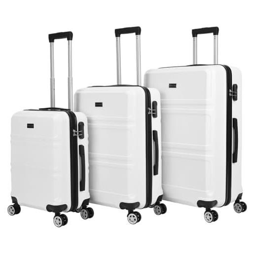 VERTICAL STUDIO valigia da viaggio da 20, 24, 28, set da 3 pezzi, con cifre, lucchetto in plastica (abs) a quattro ruote, ponticelli bianchi, valigia bagaglio a mano