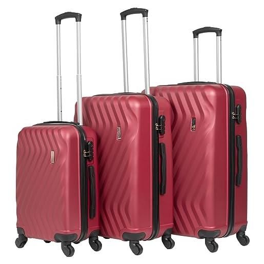 VERTICAL STUDIO set di 3 valigie da viaggio da 20, 24, 28, con cifre, lucchetto in plastica (abs) a quattro ruote, weinrot reykjavik 20, 25, 28, valigia bagaglio a mano