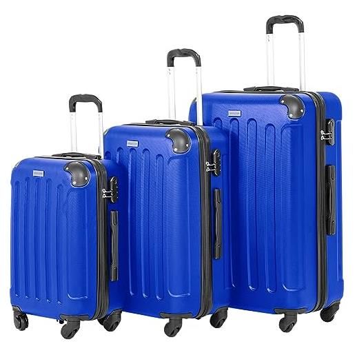 VERTICAL STUDIO set di 3 valigie da viaggio da 20, 24, 28, con cifre, lucchetto in plastica (abs) a quattro ruote, royal blue helsinki, valigia bagaglio a mano