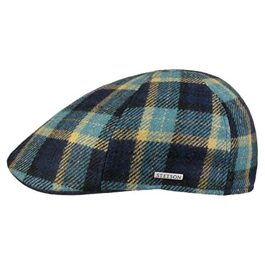 Stetson coppola texas genola wool check uomo - made in the eu cappellino lana cappello piatto con visiera, fodera autunno/inverno - m (56-57 cm) blu
