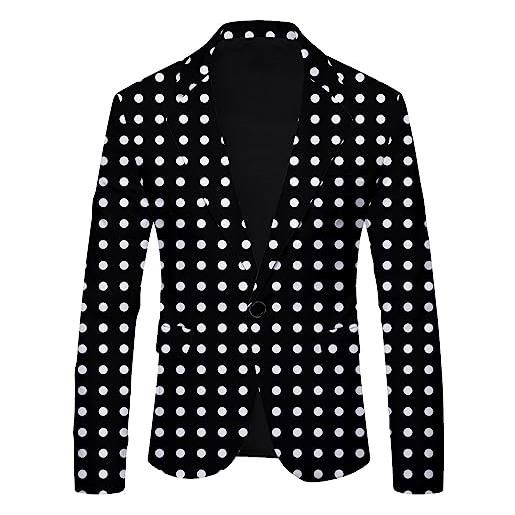 Generic giacca da uomo 2023 nuova stampa leopardata a pois casual moda britannica slim fit giacca blazer e pantaloni eleganti abiti da sposa estivi daliy, nero , xl