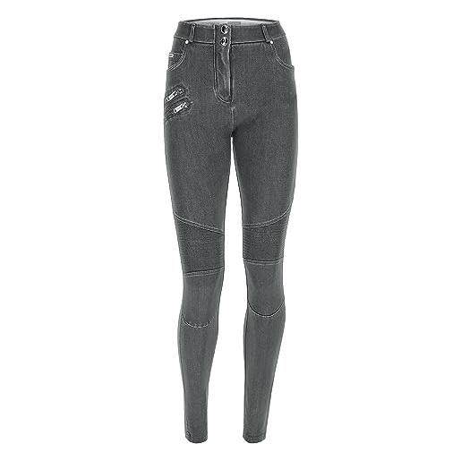 FREDDY - jeans wr. Up® in denim navetta con dettagli stile biker, denim nero, small