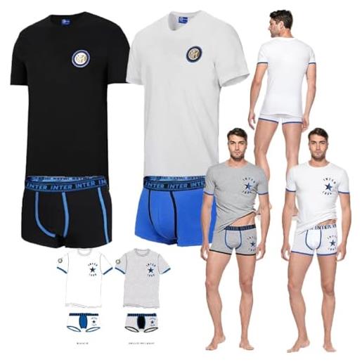 FC Internazionale completo intimo adulto, boxer e t-shirt ufficiale inter ps 14866 -m-bianco