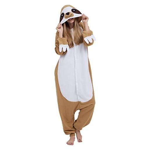Taigood animale tutina pigiama per adulti, unisex adulto tutina di un pezzo costumi cosplay indumenti da letto bradipo