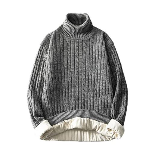 Lifup maglione con collo alto pullover da uomo manica lunga maglioncino caldo dolcevita grigio scuro xxx-large