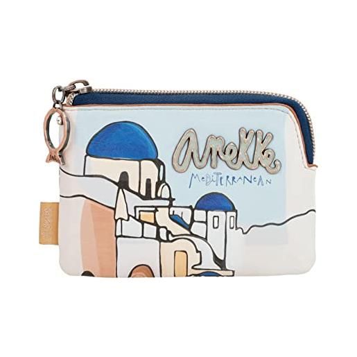 Anekke - portafoglio da donna - portafoglio a mano media - portafoglio da donna con chiusura a cerniera - doppio scomparto - collezione mediterranean - misure 12 x 8 x 1 cm, 
