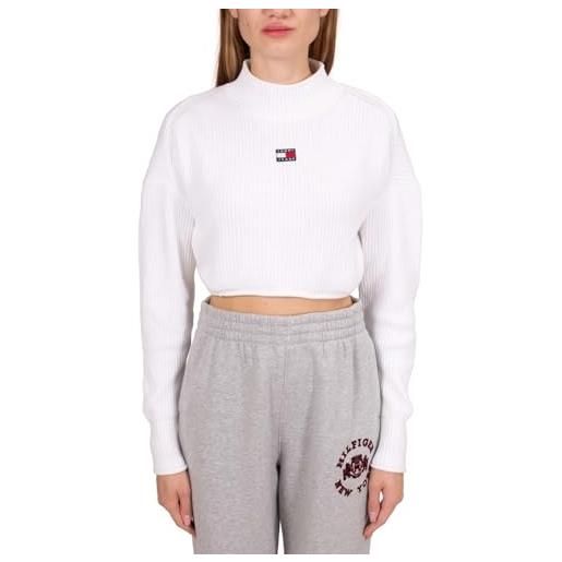 Tommy Jeans - pullover donna relaxed crop a costine - taglia s