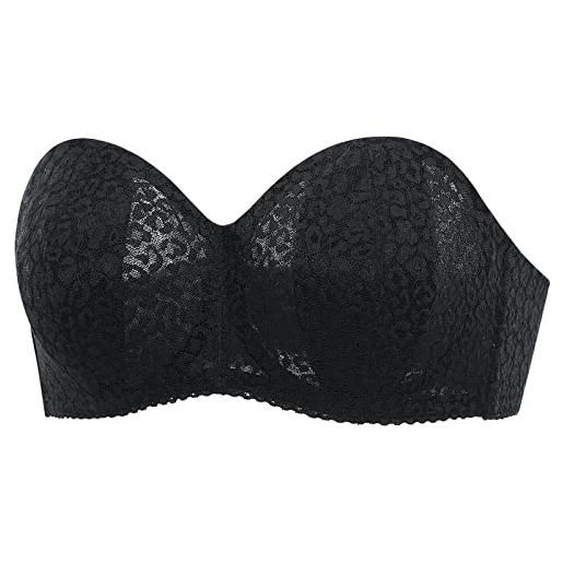 DOBREVA donna reggiseno a fascia pizzo con ferretto senza imbottitura taglie forti crema di caffè 4a