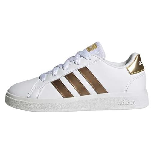 adidas grand court sustainable lace shoes, low (non football), ftwwht/ftwwht/magold, 33.5 eu