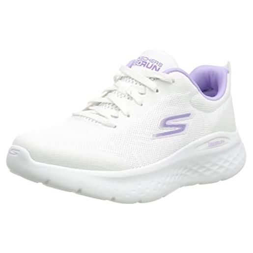 Skechers go run lite, scarpe da ginnastica donna, tessuto bianco con finiture viola, 41 eu