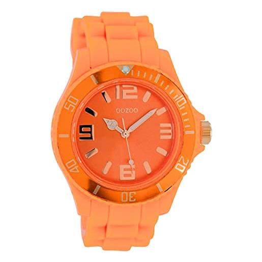 Oozoo orologio da polso da donna con cinturino in silicone, numeri arabi rosa e indici 43 mm di diametro in diverse varianti, c5054 - arancione