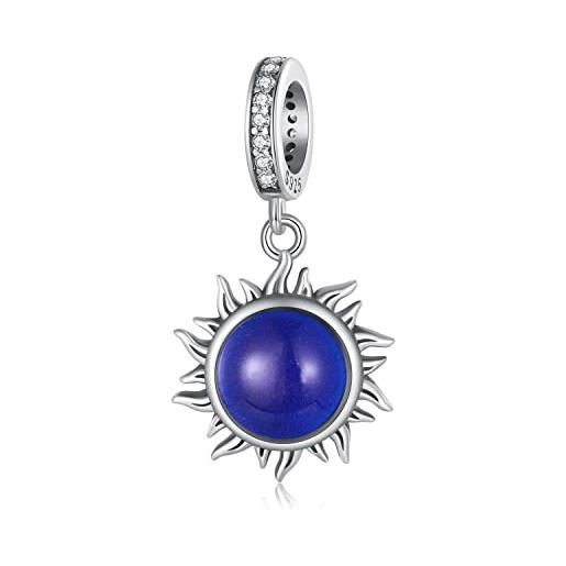 wenyin charm con pietra emotiva sole adatto per braccialetti pandora, in argento sterling, con scritta you are my sunshine, idea regalo per bracciale e collana da donna, argento sterling