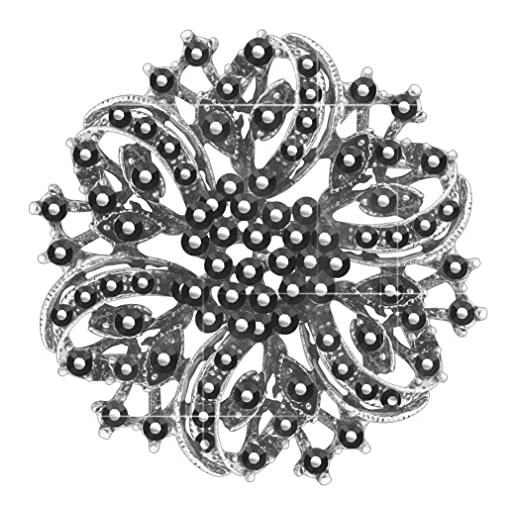 KristLand fiore spilla moda spilla pin con cristalli neri sparkly pietra gotico gioielli di halloween outfits regalo del partito per le donne uomini