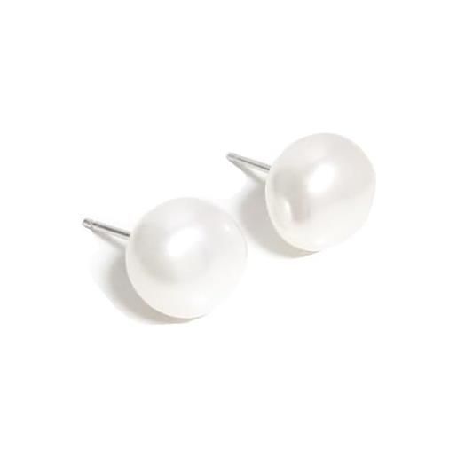 H'Helen orecchini in perle barocche bianche da 9 a 10 mm, montati su argento sterling 925, argento sterling H'Helen