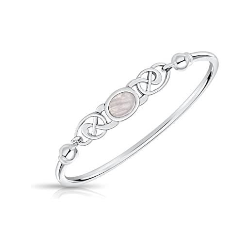 DTPsilver® - braccialetto argento con pietra di luna - bracciale donna argento 925 - bracciale argento nodo celtico della trinità