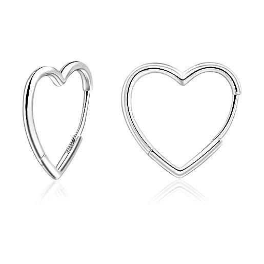 Candyfancy orecchini a cerchio a forma di cuore, in argento sterling 925, per donna huggie, piccoli, 13 mm, 20 mm, 30 mm