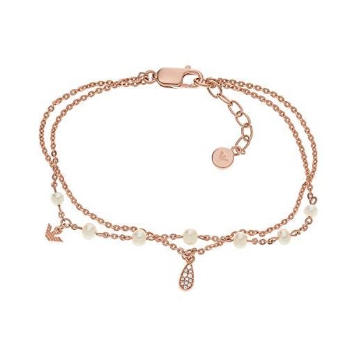 Emporio Armani bracciale a catena da donna in argento 925 color oro rosa, eg3490221