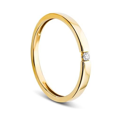 Orovi, annello di fidanzamento da donna, solitario d'oro con diamante a 9 carati (375), con brillanti 0,03 crt e oro giallo, 50 (15.9), colore: gold, cod. Or72257r50
