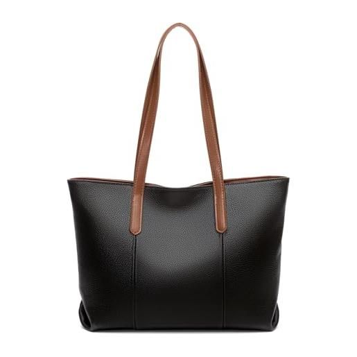 RQJZ borsa shopper in vera pelle borse da donna grandi da donna, borsa shopper da donna con cerniera la borsa tote borsa da donna grande nera
